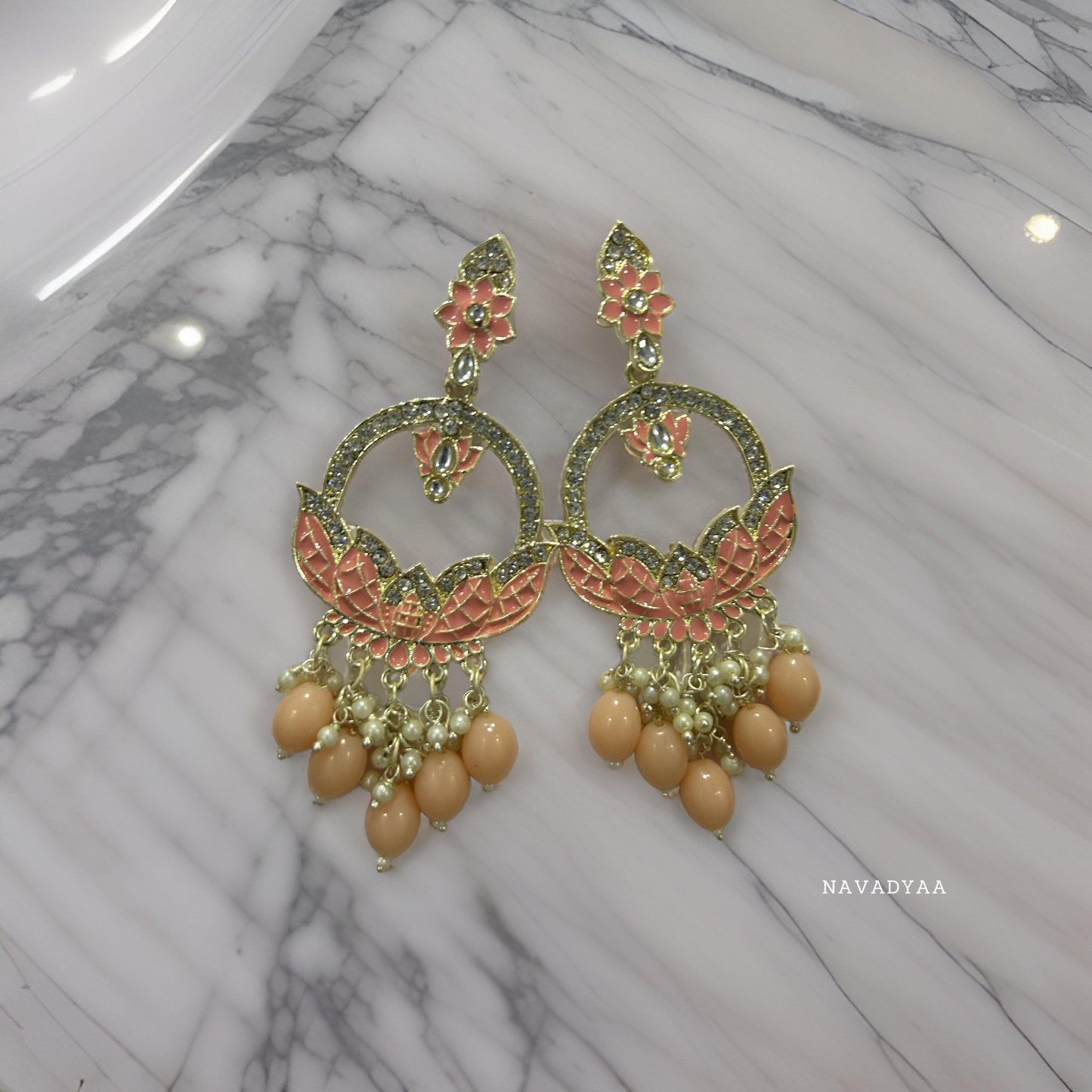 Lotus Stone Jhumka   E002