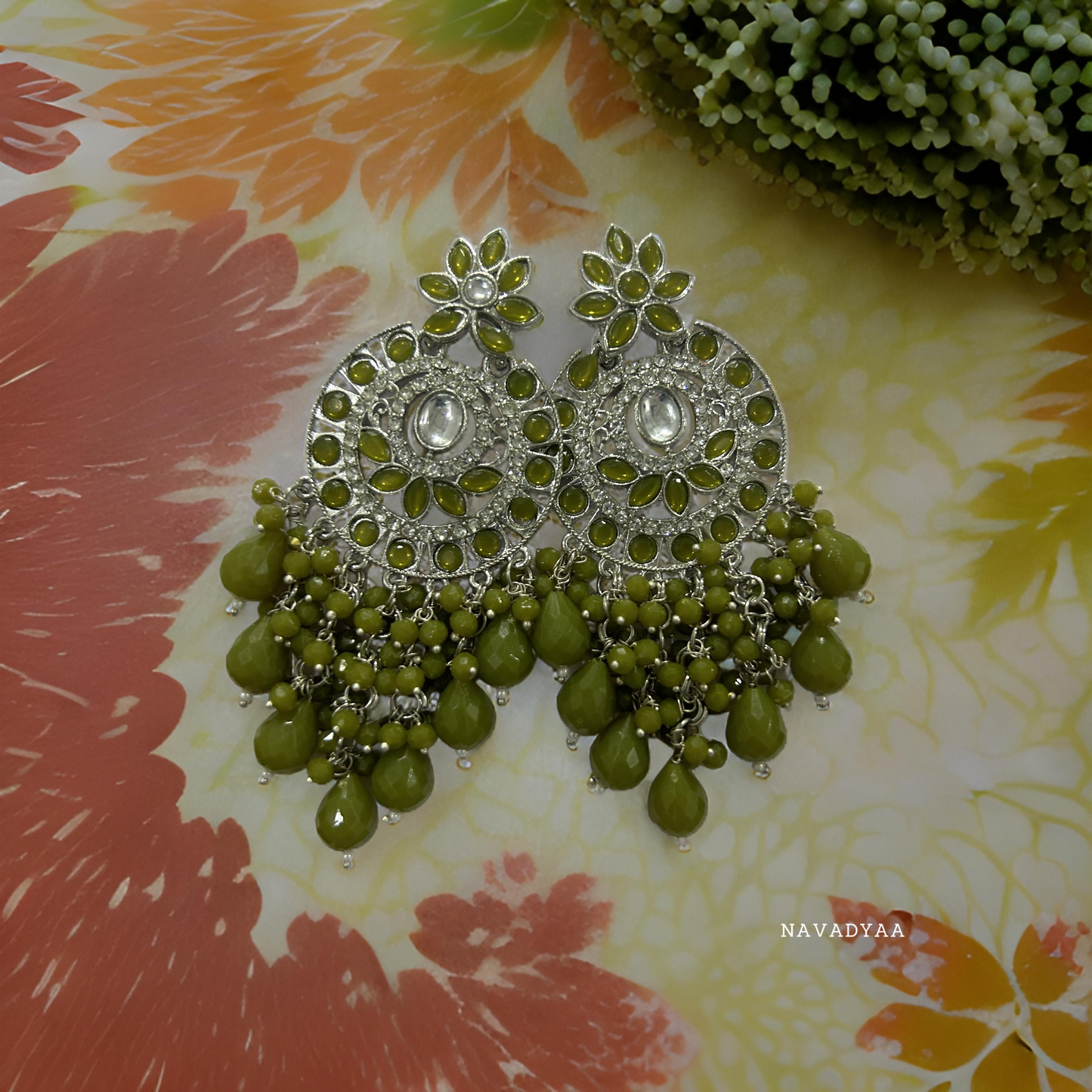 Flower Stone Jhumka  E004