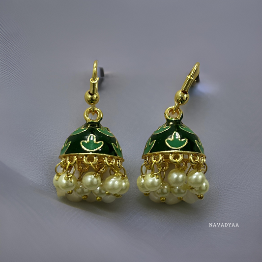 Green Meenakari Jhumka , E009