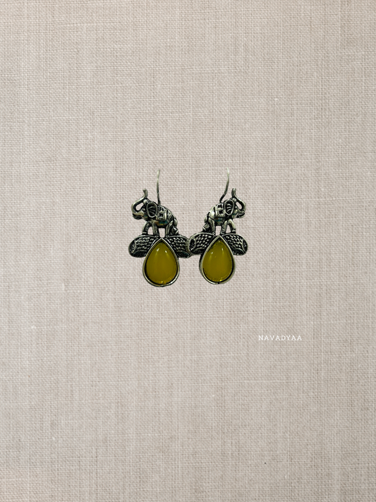 Oxidised Metal Elephant Jhumka , E0017