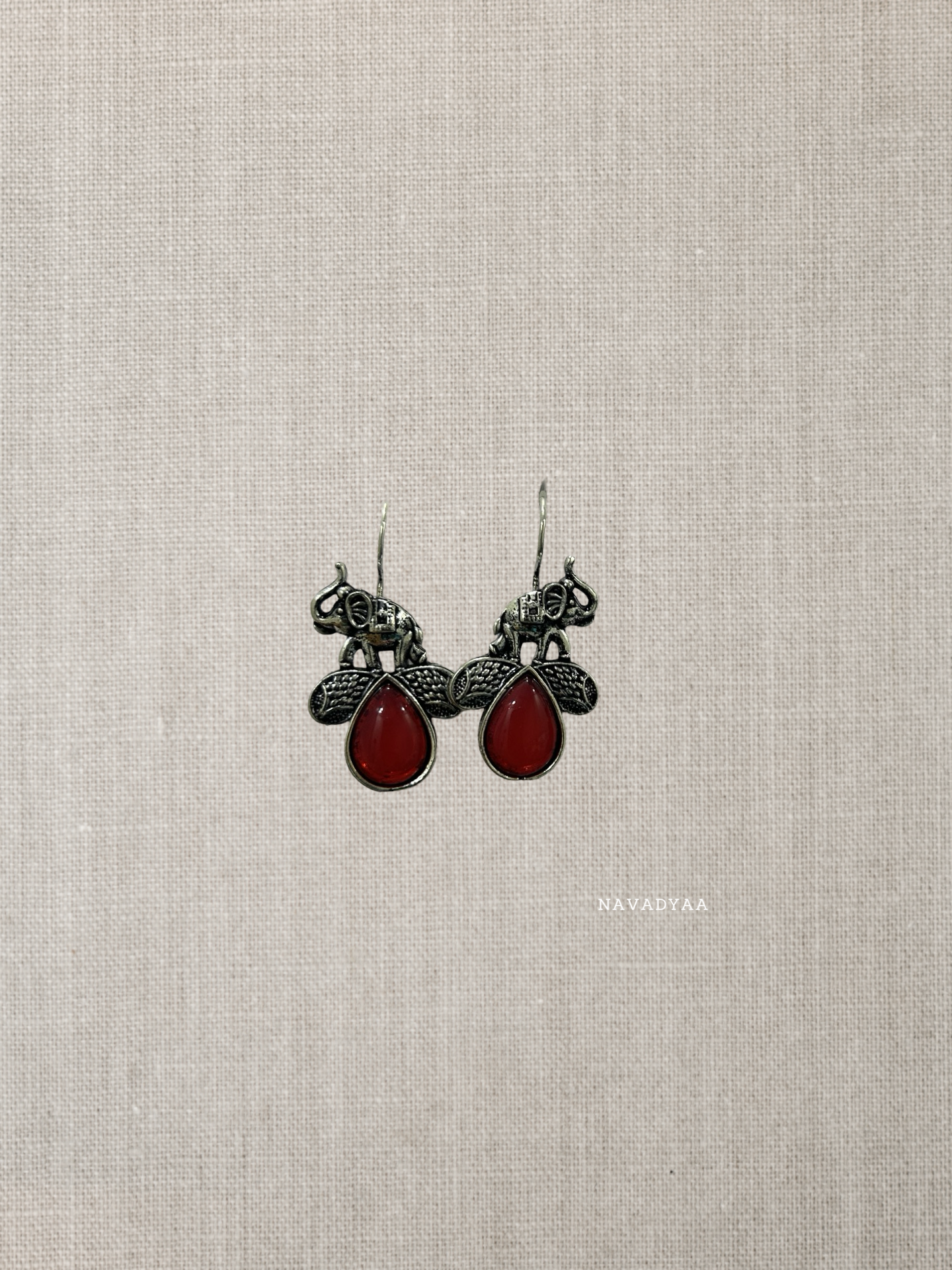 Oxidised Metal Elephant Jhumka , E0017