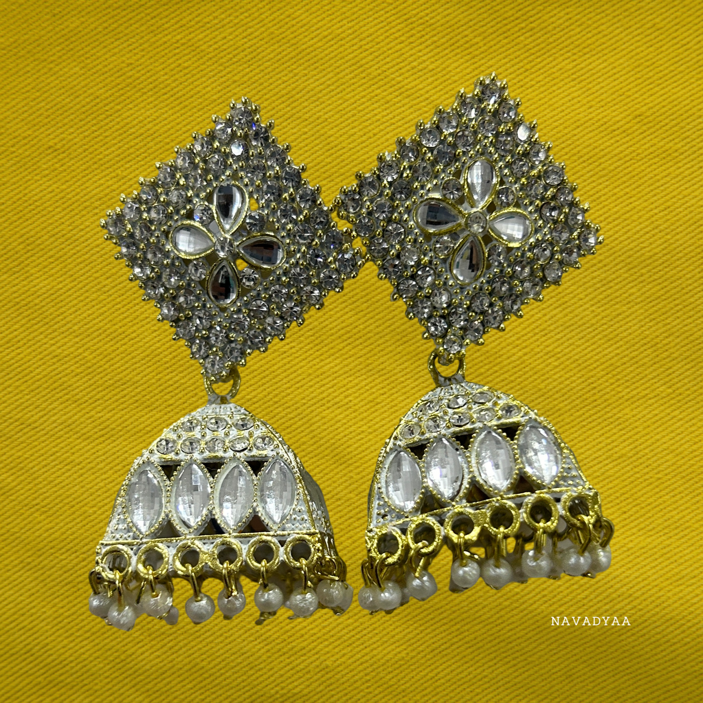 Diamond Kundan & Moti Jhumka  E008