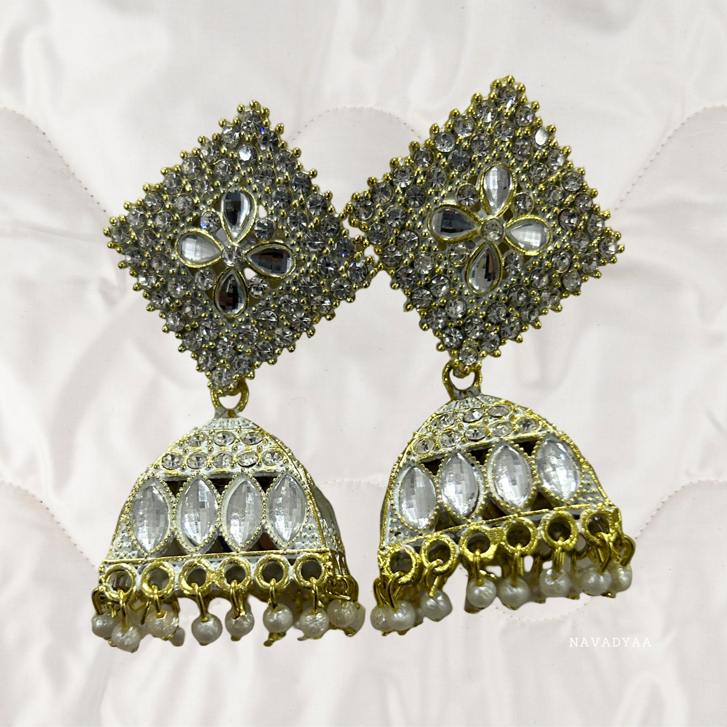 Diamond Kundan & Moti Jhumka  E008