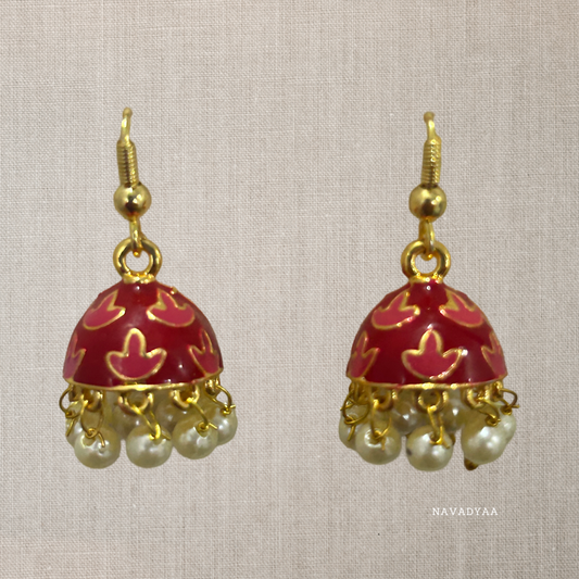 Red  Meenakari Jhumka,  E0011