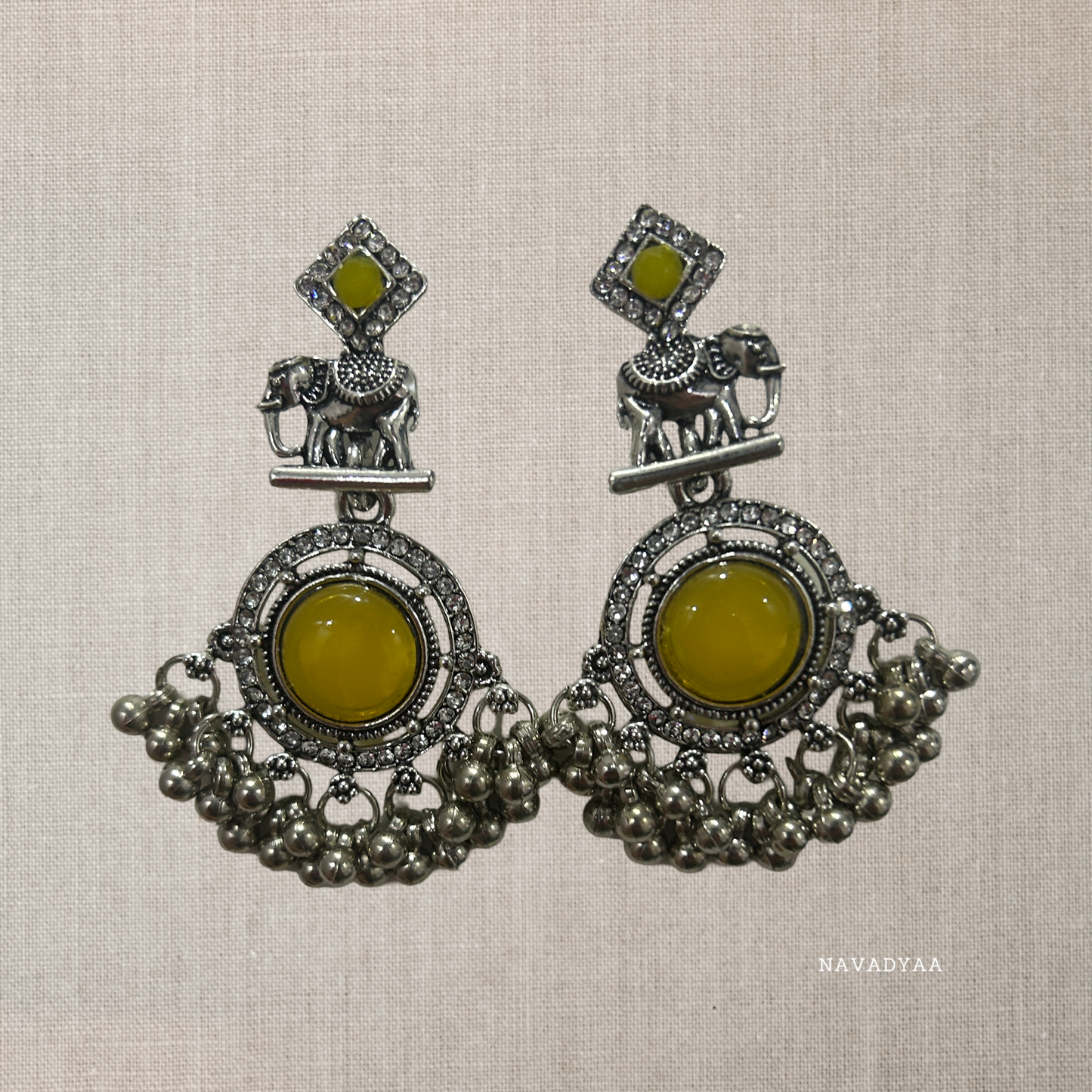 Oxidised metal Elephant Jhumka  E0015