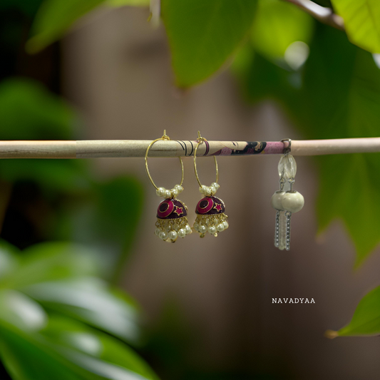 Violet & Pink Meenakari Jhumka, E0014