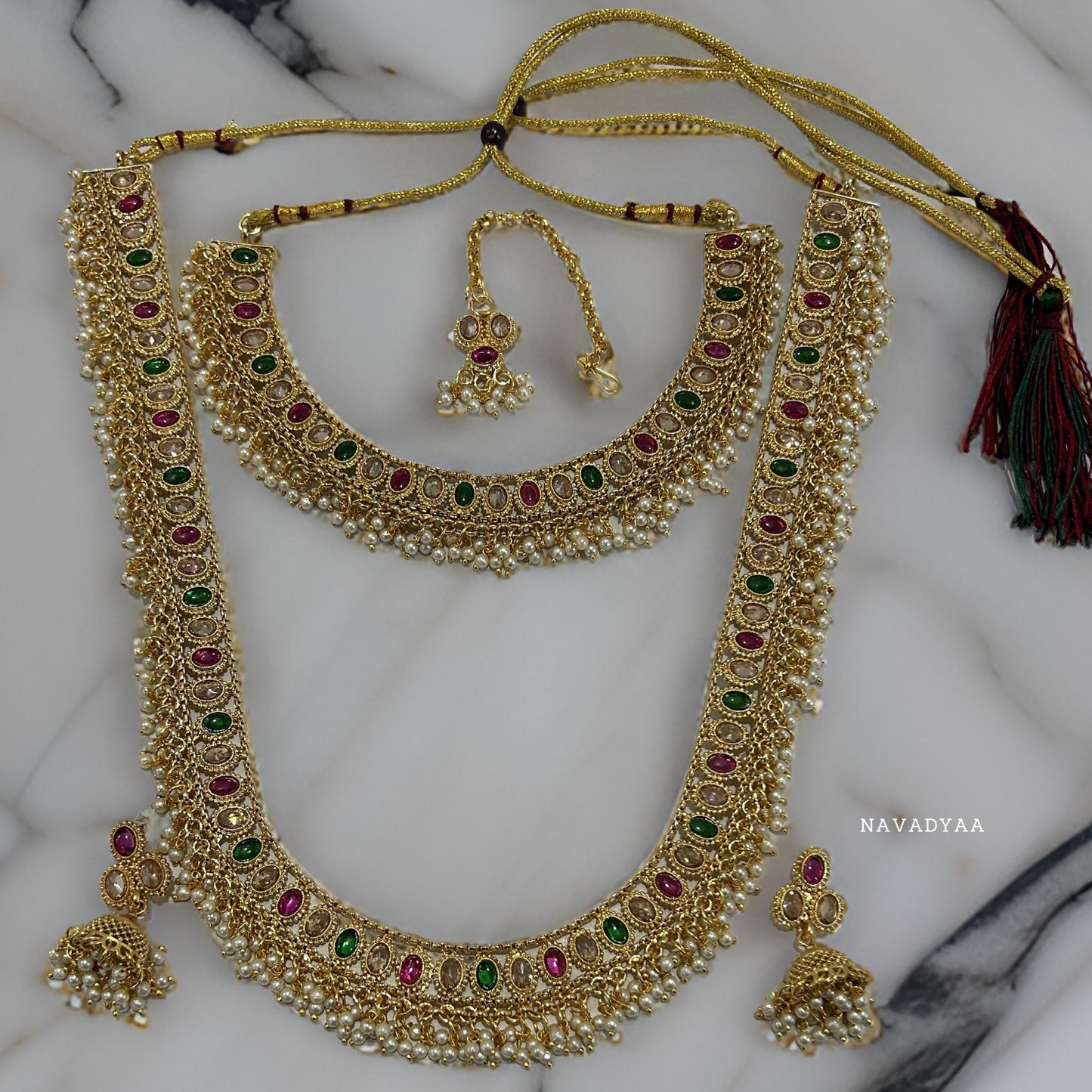 Layered Moti Necklace Multicolour Set N0027